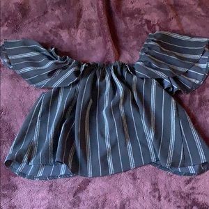 Off the shoulder striped crop top